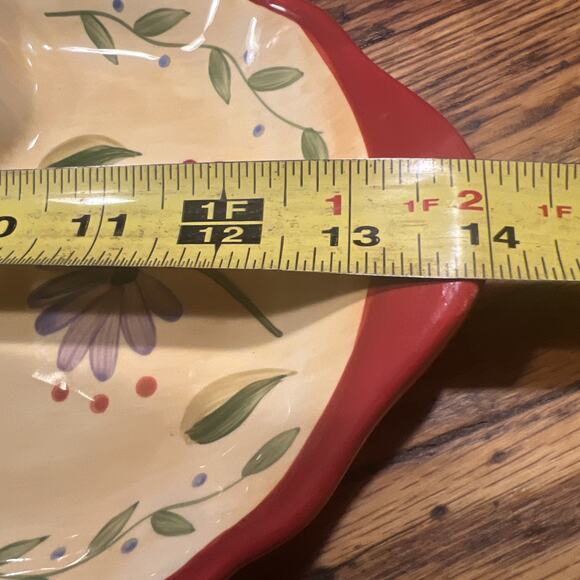 RARE Pfaltzgraff NAPOLI 14” 3-part Divided Snack Plate / Tray + Handles PERFECT - Picture 10 of 11